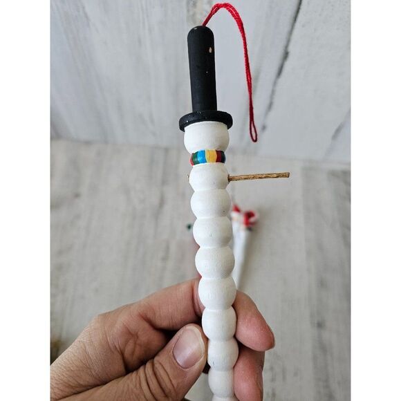 Vintage icicle pencil Santa snowman ornament set Xmas tree - Picture 10 of 11